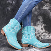 Cowboy Boots Women Embroidery Wedge Heel Shoes Western Cowgirl Boots BadAssWear.fi