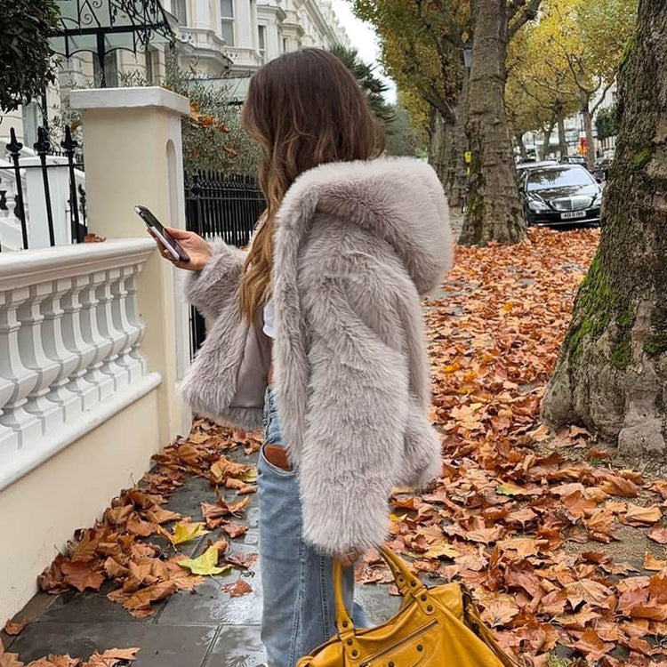 Short Texture Furry Coat Loose Temperament Lapel Cool Long Sleeve Fashion Women BadAssWear.fi