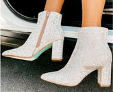 Rhinestone Pointed Toe Fashion Ankle Boots BadAssWear.fi