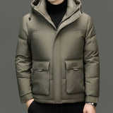 Winter White Duck Down Short Casual Hooded Jacket BadAssWear.fi