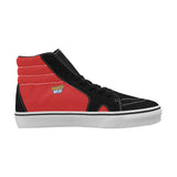 Zapatillas de skate de caña alta para mujer, color negro y rojo