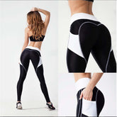 Quick-drying Gothic Color Block Leggings Fashion Ankle-length Fitness Leggings With Pocket Artsadd
