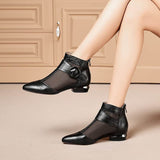 Soft Leather Flat Heel Net Boots Women''s Hollow Flat Bottom Sandals BadAssWear.fi