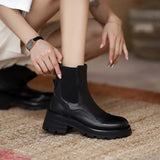Retro Thick-heeled Martin Boots Women's Short Boots Thick-soled Round Toe BadAssWear.fi