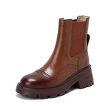 Retro Thick-heeled Martin Boots Women's Short Boots Thick-soled Round Toe BadAssWear.fi