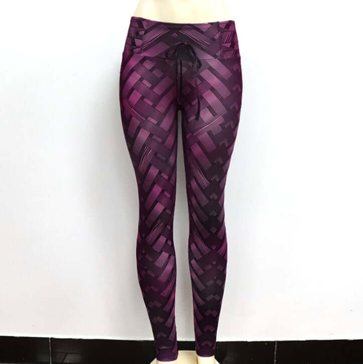 High Waist Iron Weave Print Push Up Yoga Workout Leggings Artsadd
