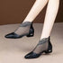 Soft Leather Flat Heel Net Boots Women&