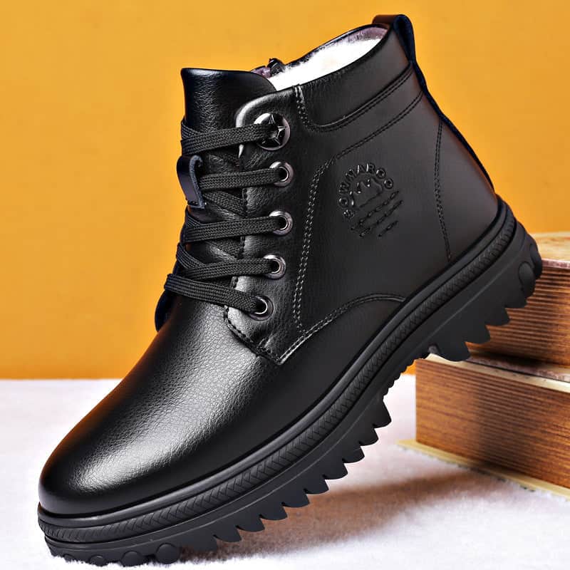 Winter Cotton Shoes Men's Leather Thickened Wool BadAssWear.fi