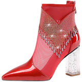 Women's New Leather Mesh Hollow High-heeled Short Sandals BadAssWear.fi