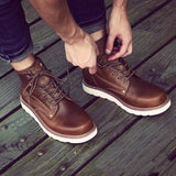 Cowhide Leather Martin Boots Men's Autumn And Winter Plus Cashmere To Keep Warm BadAssWear.fi