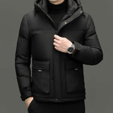 Winter White Duck Down Short Casual Hooded Jacket BadAssWear.fi