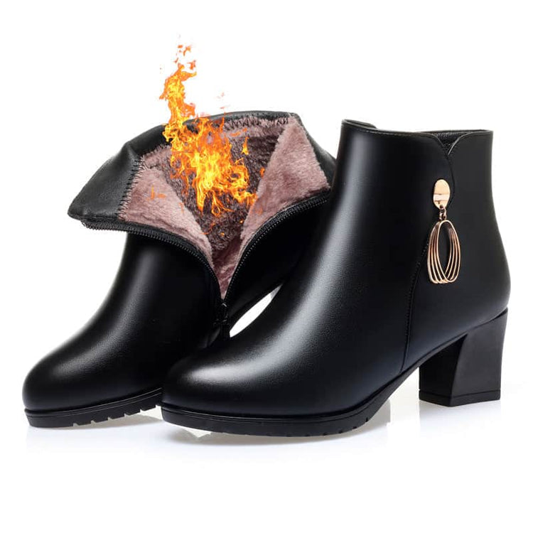 New Side Zipper Mid Heel Boots Women BadAssWear.fi