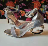 Golden Predator Luxury Panther Detail Platform Heels