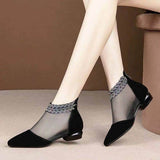 Soft Leather Flat Heel Net Boots Women''s Hollow Flat Bottom Sandals BadAssWear.fi