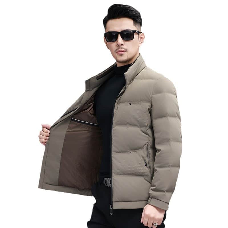 White Duck Down Business Casual Thickening Warm-keeping And Cold-proof Stand Collar Coat BadAssWear.fi
