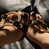 Midnight Link Gold Chain Statement Heels