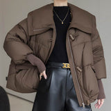 Down Cotton-padded Jacket Women's Short Fur Collar Thickened Coat Winter Clothing BadAssWear.fi