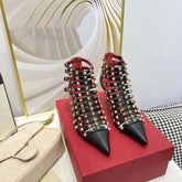 Rebel Elegance Studded Cowhide Leather Stiletto Heels