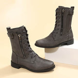 Lace-up Western Boots Cowboy Boots Women Side Zipper Shoes BadAssWear.fi