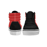 Zapatillas de skate de caña alta para mujer, color negro y rojo