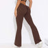 Solid Color Sanding V Waist High Waist Hip Lift Loose Casual Wide-leg Pants BadAssWear.fi