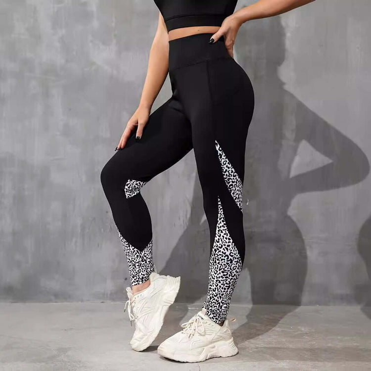 Color Contrast Patchwork Fashion Hip Raise High Waist Tight Sports Yoga Pants Leggings BadAssWear.fi