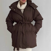 Casual Waist Tight Skinny Slimming Hooded Mid-length Bread Cotton-padded Jacket BadAssWear.fi