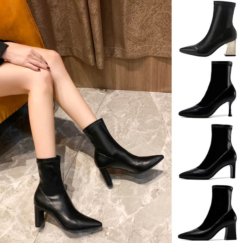 Mid-tube Boots High Heels Autumn And Winter Thick With Fashion Martin Boots Women BadAssWear.fi