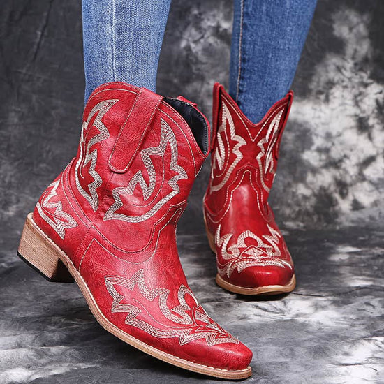 Cowboy Boots Women Embroidery Wedge Heel Shoes Western Cowgirl Boots BadAssWear.fi