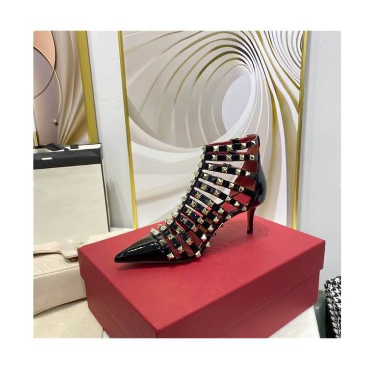 Rebel Elegance Studded Cowhide Leather Stiletto Heels