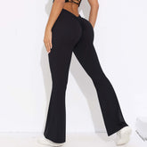 Solid Color Sanding V Waist High Waist Hip Lift Loose Casual Wide-leg Pants BadAssWear.fi