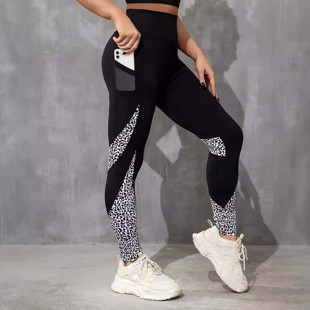 Color Contrast Patchwork Fashion Hip Raise High Waist Tight Sports Yoga Pants Leggings BadAssWear.fi