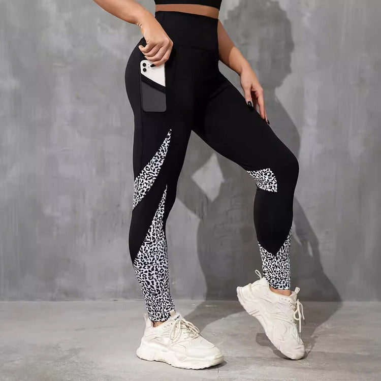 Color Contrast Patchwork Fashion Hip Raise High Waist Tight Sports Yoga Pants Leggings BadAssWear.fi