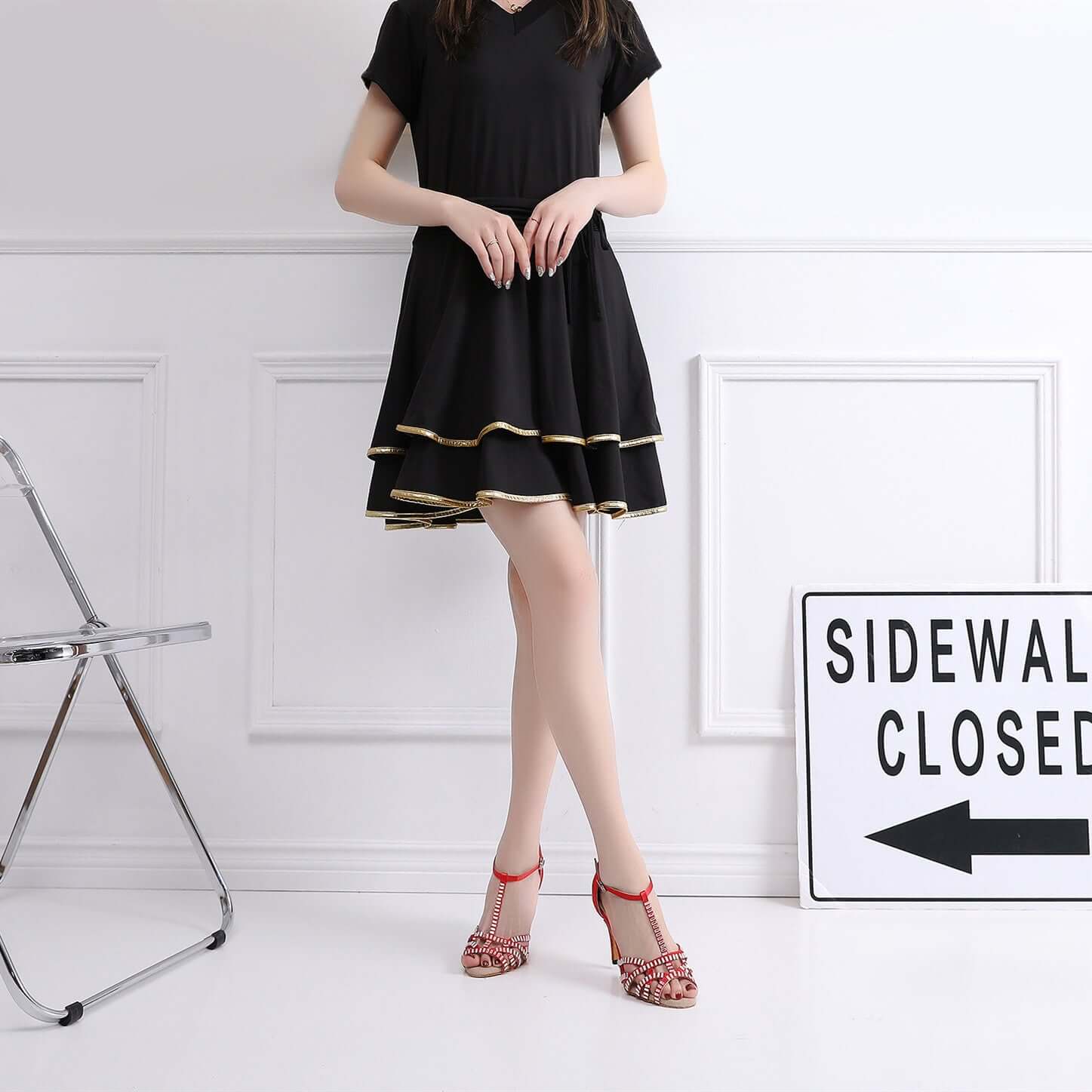 Midnight Star Rhinestone Silk Dance Heels