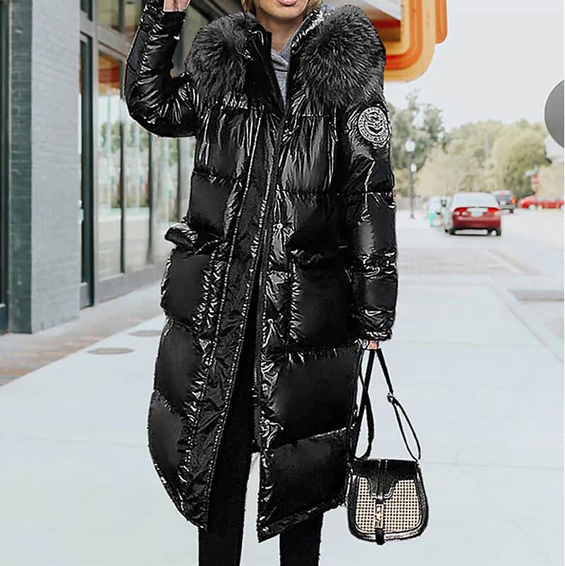 Korean Style Western Style Mid-length Fur Collar Overknee Thickened Coat BadAssWear.fi