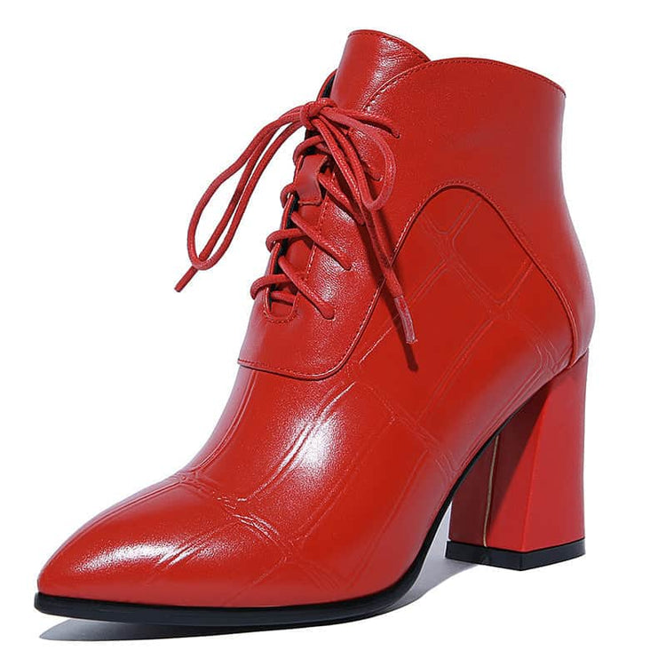All-match thick heel leather boots high heel boots women BadAssWear.fi