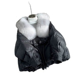 Polyester Women's Loose Thick Cotton Coat With Fur Collar BadAssWear.fi