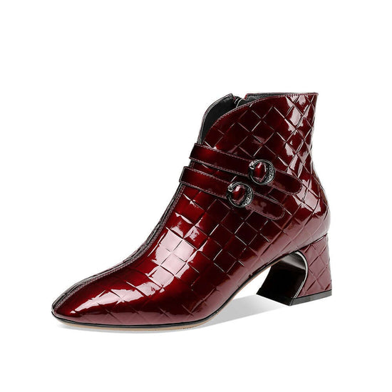 Burgundy High Heels Print Martin Boots BadAssWear.fi