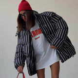 The Statement Stripe Puffer For Women badasswear