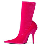 Womens Pointy Toe Elastic Boots, With Colorful , High Heels And Stiletto, Short Socks, New BadAssWear.fi