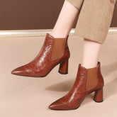 Thick Heel Pointed Toe Short Boots Women Plus Size Fashion BadAssWear.fi