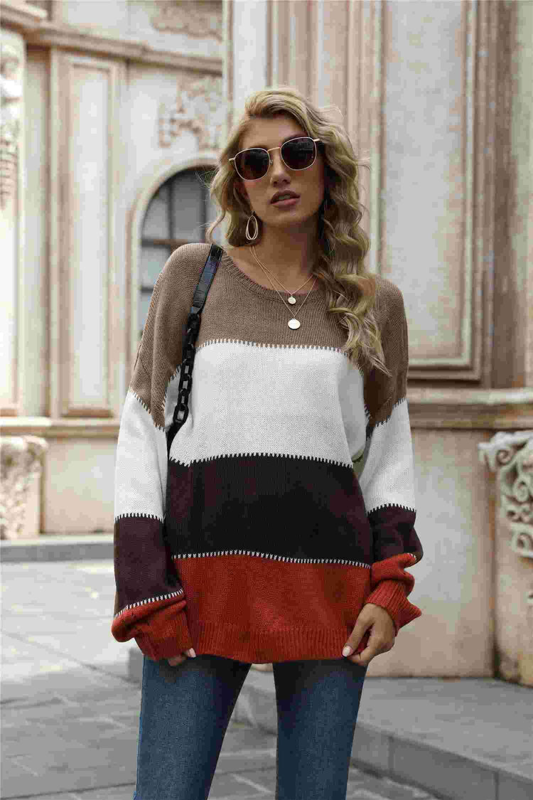Angel Wings Color Block Round Neck Sweater BadAssWear.fi