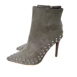 Suede Pointed Toe Gray Rivets Women's Boots Stiletto Heel Boots Side Zipper British Style Martin Boots BadAssWear.fi