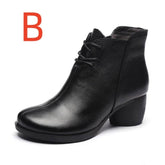 New Retro Leather Comfortable Thick Heel Women Boots High Heel Martin Boots Leather Boots Short Boots Women BadAssWear.fi