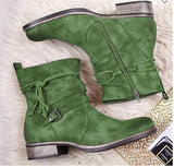 Western Boots Women Buckle Ankle Boots Side Zipper Shoes BadAssWear.fi