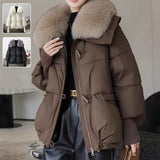 Down Cotton-padded Jacket Women's Short Fur Collar Thickened Coat Winter Clothing BadAssWear.fi