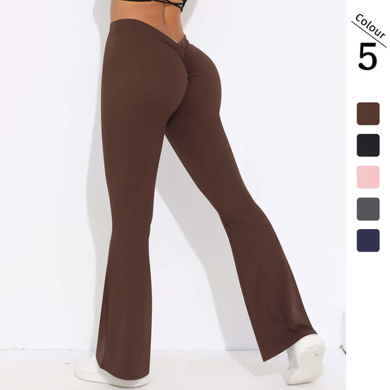 Solid Color Sanding V Waist High Waist Hip Lift Loose Casual Wide-leg Pants BadAssWear.fi