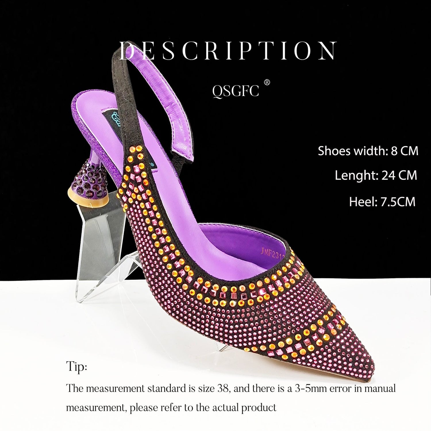 Fashion Simple Pointed Striped Hot Drilling Women Low-cut High Heels BadAssWear.fi