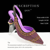 Fashion Simple Pointed Striped Hot Drilling Women Low-cut High Heels BadAssWear.fi