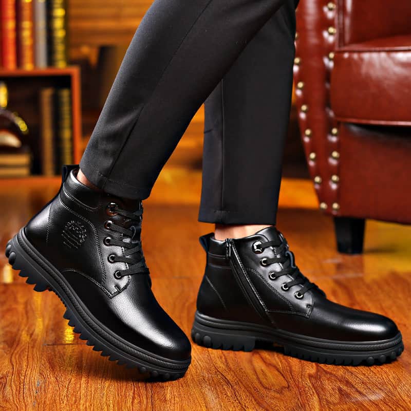Winter Cotton Shoes Men's Leather Thickened Wool BadAssWear.fi